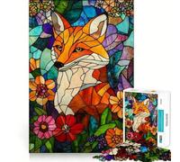 Puzzle de 1000 pièces Renard en vitrail pour Adultes, idéal pour stimuler la mémoire et Passer Un Moment agréable Motif à Assembler Liste de souhaits du Père Noël 38x52cm