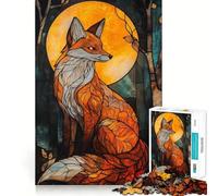Puzzle de 1000 pièces Renard en vitrail pour Adultes Jeu de réflexion et de détente Découpe Parfaite Cadeau mémorable 38x26cm
