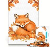 Puzzle de 1000 pièces Renard endormi avec écureuil et Citrouille pour Adolescents Jeu Intelligent pour Partager Un Moment de complicité Assemblage d'une œuvre d'art 50x75cm