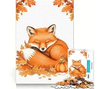 Puzzle de 1000 pièces Renard endormi avec écureuil et Citrouille pour Adultes, Sharp Logic Toy, Loisirs à Domicile, découpe précise, 38x26cm