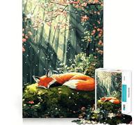 Puzzle de 1000 pièces Renard endormi dans la forêt pour Adultes, Jeu de logique mentale, Anti-Stress, découpe Ferme, 38x26cm