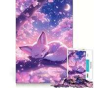Puzzle de 1000 pièces Renard endormi dans Les cerisiers en Fleurs pour Adolescents, Jeu d'éveil, activité à Domicile, décoration Murale découpée avec précision 38x52cm