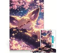 Puzzle de 1000 pièces Renard endormi dans Les cerisiers en Fleurs pour Adultes Jeu de logique Pure Amusant et apaisant Découpe Nette Cadeau Exceptionnel 38x26cm