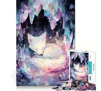 Puzzle de 1000 pièces Renard endormi dans Une Grotte de Cristal pour Adultes, Jeu de logique mentale, Anti-Tension, découpe Ferme, 38x26cm