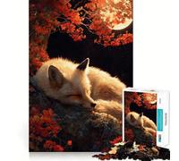 Puzzle de 1000 pièces Renard endormi sous la Lune d'automne pour Adolescents, Jeu de réflexion, Jouet Anti-Stress, découpe soignée, Cadeau Artistique 38x52cm