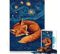 Puzzle de 1000 pièces Renard endormi sous Un Ciel étoilé pour Adolescents, Jouet Intelligent, Passe-Temps à la Maison, découpe précise, Cadeau attentionné 38x26cm