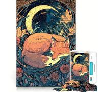 Puzzle de 1000 pièces Renard endormi sous Un Croissant de Lune pour Adolescents, Jeu d'exercice Mental et de Relaxation, à Assembler Selon la liste de souhaits du Père Noël 38x52cm