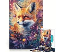 Puzzle de 1000 pièces Renard fantaisiste avec Fleurs et Baies »,découpé au Laser pour Un Assemblage Parfait,idéal pour renforcer Les Liens familiaux (38x26cm)