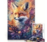 Puzzle de 1000 pièces Renard fantaisiste avec Fleurs et Baies pour Adultes Stimulation cérébrale, détente et Construction Solide (50x75cm)
