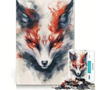 Puzzle de 1000 pièces Renard Kitsune Blanc Activité ludique et stimulante pour Adolescents Découpe de Haute précision Pause mentale apaisante (38x52cm)