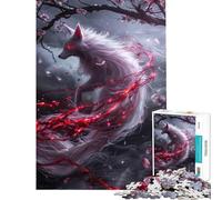 Puzzle de 1000 pièces Renard Kitsune Blanc Jouet éducatif Stimulant Idée Cadeau (Dimensions 38x52cm)