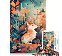 Puzzle de 1000 pièces Renard Mignon et fantaisiste pour Adolescents Jeu de réflexion Amusant Taille Uniforme Pièces précises Activité relaxante en Groupe à l'intérieur (38x26cm)