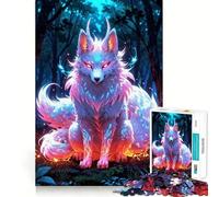 Puzzle de 1000 pièces Renard Mystique dans la forêt pour Adultes et Adolescents Jeu de logique Clair et Relaxant Découpe Parfaite pour Les vœux du Père Noël (50x75cm)