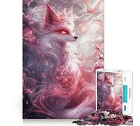 Puzzle de 1000 pièces Renard Mystique et Fleurs de Cerisier pour Adultes et Adolescents Jeu de réflexion Anti-Stress Cadeau attentionné (38x52cm)