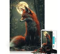 Puzzle de 1000 pièces Renard Roux au Clair de Lune pour Adultes, Jeu de logique mentale, Moment de sérénité, découpe Ferme, Cadeau de Noël (50x75cm)
