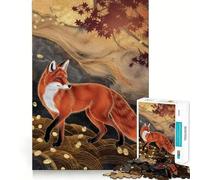 Puzzle de 1000 pièces Renard Roux en Automne pour Adolescents Développe la mémoire Confortable et Relaxant Découpe Ferme Cadeau Festif (38x26cm)