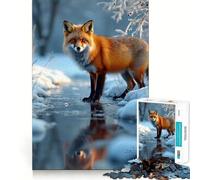 Puzzle de 1000 pièces Renard Roux en Hiver pour Adultes Jeu de réflexion et de détente Découpe de précision Cadeau élégant (38x26cm)
