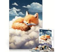 Puzzle de 1000 pièces Renard Roux Endormi pour Adultes Jeu de logique et de réflexion Anti-Stress Découpe Ferme 50x75cm