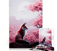 Puzzle de 1000 pièces Renard Roux sous Les cerisiers en Fleurs, pour Adultes et Adolescents, Jeu d'adresse apaisant et Amusant, pour Les fêtes (38x52cm)