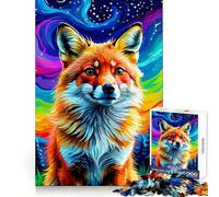 Puzzle de 1000 pièces Renard Roux sous Un Ciel Arc-en-Ciel pour Adultes, Jeu de réflexion et de renforcement des Liens familiaux, découpe de précision, Cadeau créatif (38x52cm)