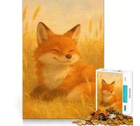 Puzzle de 1000 pièces Renard Souriant dans Un Champ de blé pour Adolescents Jeu de logique et de Loisirs Bordure Fine Cadeau Original 38x52cm
