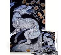 Puzzle de 1000 pièces Renard surréaliste avec Fleurs et colibris pour Adolescents Jeu de logique Stimulant, détente et créativité Idée Cadeau d'anniversaire 38x26cm