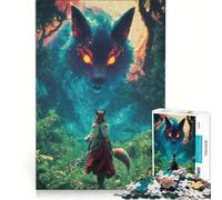 Puzzle de 1000 pièces Rencontre avec l'esprit du feu Renard, Jeu Familial, Assemblage de Motifs, avec des pièces de Formes aléatoires Parfaitement emboîtables 38x52cm