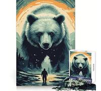 Puzzle de 1000 pièces Rencontre avec l'ours pour Adolescents Exercice Mental, Divertissement léger, Cadeau Unique et Confortable (50x75cm)