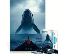 Puzzle de 1000 pièces Rencontre avec Une Baleine en mer pour Adolescents activité de mémoire Amusante,Propre et relaxante à Faire en Groupe à l’intérieur (38x52cm)