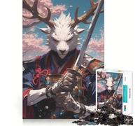 Puzzle de 1000 pièces Renne Samouraï Fleur pour Adultes renforce la mémoire, apaise l’Esprit, qualité supérieure, Surprise chaleureuse (38x26cm)