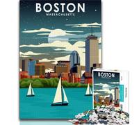 Puzzle de 1000 pièces représentant Boston la Nuit, Art du Voyage, pour Adolescents et Adultes, Anti-Stress, défi Difficile, renforce l'amour Entre Couples, 38x26cm