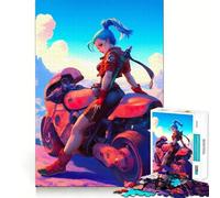 Puzzle de 1000 pièces représentant des Adolescentes Motardes d'anime Jeu de mémoire et Système de Verrouillage sécurisé,Aucune pièce ne se détache Idéal pour Les Petits Cerveaux