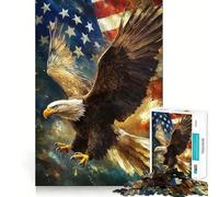 Puzzle de 1000 pièces représentant des adolescents aigles à tête blanche américains Jeu de mémoire amusant Composants robustes et découpés avec précision Jeu portable et idéal pour les voyages 38x52cm