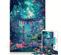 Puzzle de 1000 pièces représentant des Adolescents Japonais avec Une Porte Torii Jeu de logique Robuste Loisirs et Divertissement Bords Nets Objet de Collection 38x52cm