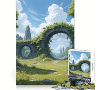 Puzzle de 1000 pièces représentant des Arches de Pierre envahies par la végétation dans Un Paysage verdoyant Idéal pour Les Adolescents Jeu de logique Robuste Silencieux et aux Bords Nets Cadeau