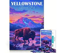 Puzzle de 1000 pièces représentant des Bisons du Parc National de Yellowstone,pour Adultes Un Exercice Amusant,découpé au Laser avec Une qualité supérieure,idéal pour Une activité en Groupe