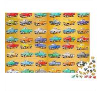 Puzzle de 1000 pièces représentant des camionnettes Vintage. Motifs colorés de Voitures. Jeu éducatif pour Adultes. Décoration intérieure. Défi de Haut Niveau. 70 x 50 cm.