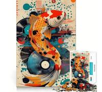 Puzzle de 1000 pièces représentant des carpes koï colorées,Style Pop Art,idéal pour Les Adolescents Jeu Stimulant l'esprit,Assemblage Solide et sécurisé,activité de Partage en Famille ou Entre Amis