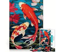 Puzzle de 1000 pièces représentant des carpes koï Traditionnelles du Japon avec Bords Nets idéal pour résoudre des problèmes se divertir et Passer Un agréable Moment Décoration de Noël