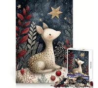 Puzzle de 1000 pièces représentant des Cerfs dans Une forêt hivernale à l'aquarelle, idéal pour Les Adolescents Améliore la mémoire, Divertissement paisible, découpe Laser, Cadeau touchant (38x52cm)