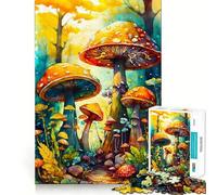 Puzzle de 1000 pièces représentant des Champignons à l'aquarelle, idéal pour Adultes Jeu intellectuel apaisant et décoratif Mural de qualité (38x52cm)