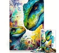 Puzzle de 1000 pièces représentant des Dinosaures à l'aquarelle dans Un décor Floral,idéal pour Les Adolescents Jeu de mémoire Amusant,Assemblage précis sans espaces,activité idéale pour Une soirée