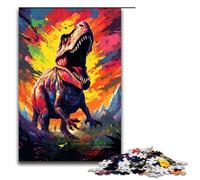 Puzzle de 1000 pièces représentant des Dinosaures dans Un cratère entouré d'éclaboussures Puzzle Impossible et Anti Stress pour Adultes et Adolescents de 14 Ans et Plus 75 x 50 cm