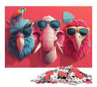 Puzzle de 1000 pièces représentant des éléphants et des Oiseaux, en Bois, pour Adultes et Enfants (75 x 50 cm).