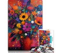 Puzzle de 1000 pièces représentant des Fleurs dans Un Vase pour Adultes, Difficile à compléter mais Amusant et Humoristique avec Une Affiche et Une Feuille de Questions Assorties 38x26cm