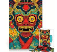 Puzzle de 1000 pièces représentant des Masques Oni Yokai Japonais, idéal pour Adultes Un Jeu Relaxant et ludique, Une décoration Murale Amusante 38x26cm