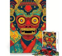Puzzle de 1000 pièces représentant des Masques Oni Yokai Japonais, idéal pour Adultes Un Jeu Relaxant et ludique, Une décoration Murale Amusante 38x26cm