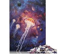 Puzzle de 1000 pièces représentant des méduses dans l'espace, Jeu éducatif pour Adultes, 1000 pièces (75 x 50 cm)