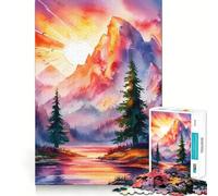 Puzzle de 1000 pièces représentant des paysages naturels à l'aquarelle Jeu de Concentration mentale Découpe de précision Bords Lisses Jeu de Construction de Liens significatifs (50x75cm)