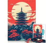 Puzzle de 1000 pièces représentant des paysages Vintage du Japon,idéal pour Les Adolescents,Jeu de Concentration mentale,découpe de précision,Bords Lisses,Cadeau de Noël (38x26cm)